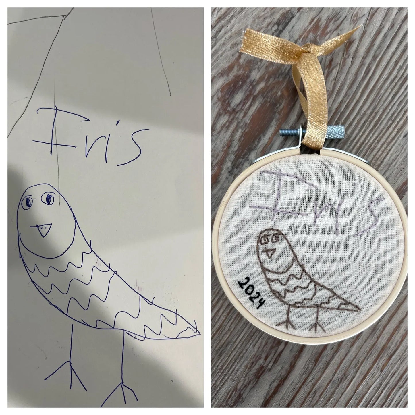 Child’s Drawing Embroidered Ornament