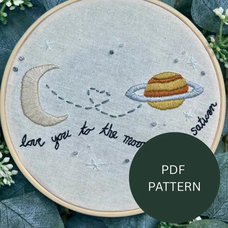 Embroidery Pattern - Moon and Saturn - Taylor Swift lyric