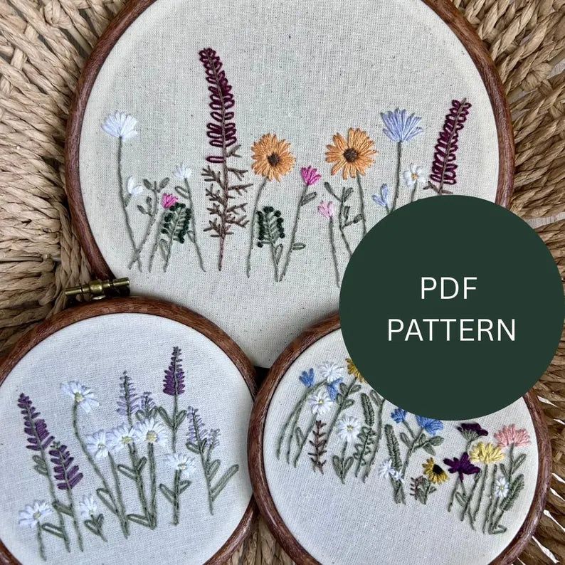 Embroidery Pattern Bundle - Wildflowers - 3 Patterns