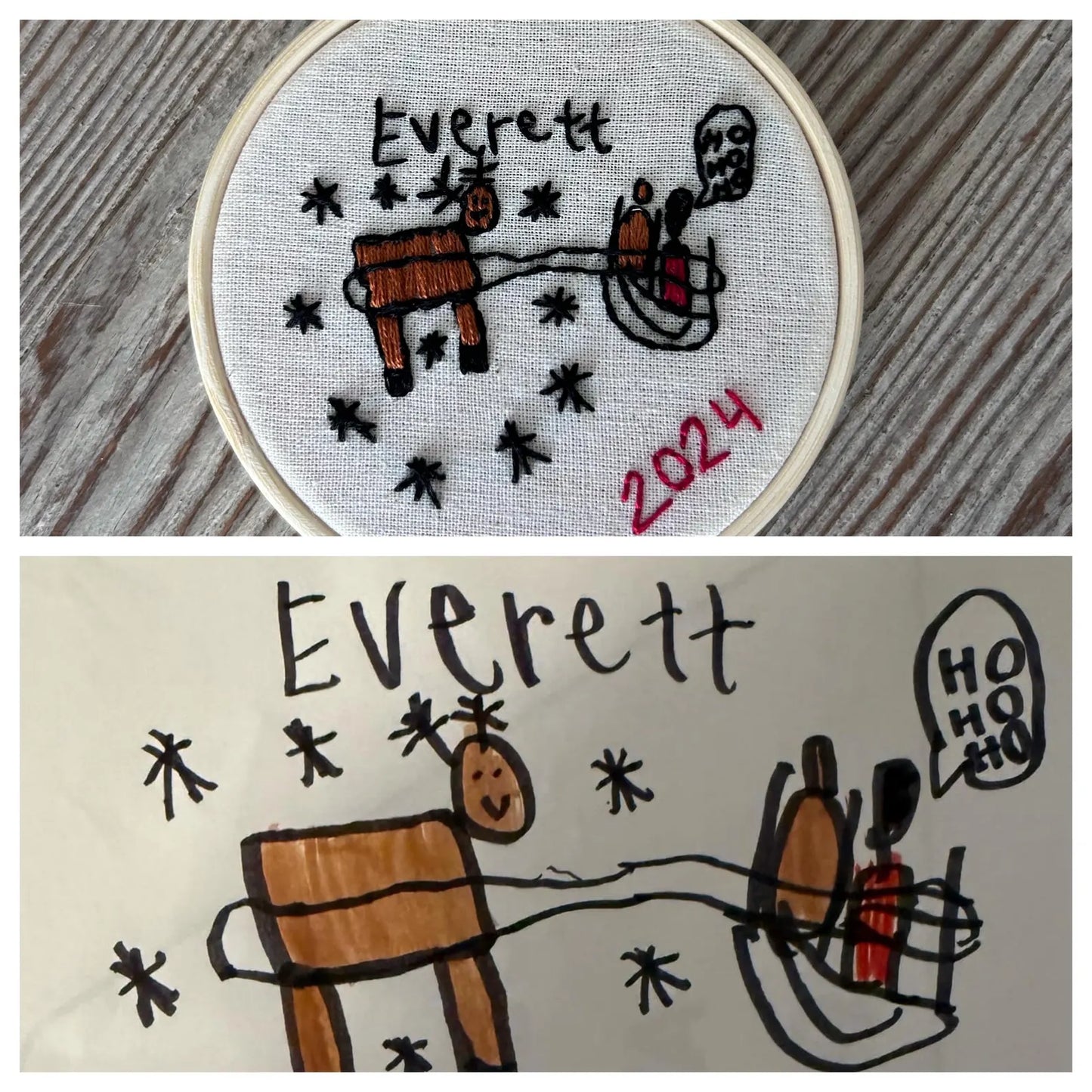 Child’s Drawing Embroidered Ornament