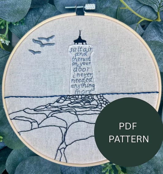 Embroidery Pattern - August - Taylor Swift lyric Lighthouse beach