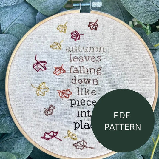 Embroidery Pattern - Autumn Leaves - Taylor Swift lyric