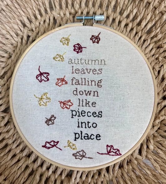 Autumn Leaves Embroidery Finished Hoop