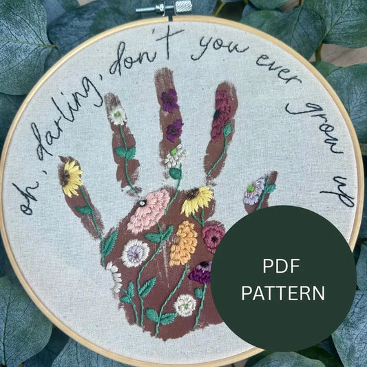 Embroidery Pattern - Handprint with Taylor Swift Eras Tour Piano Flowers