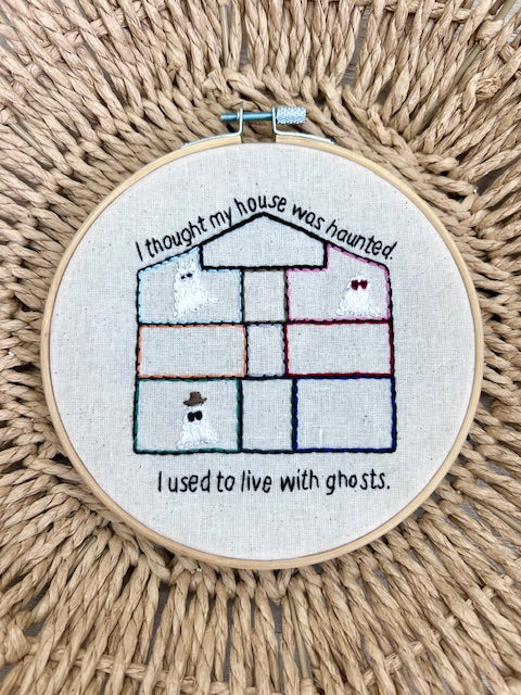 Ghosts Embroidery Finished Hoop