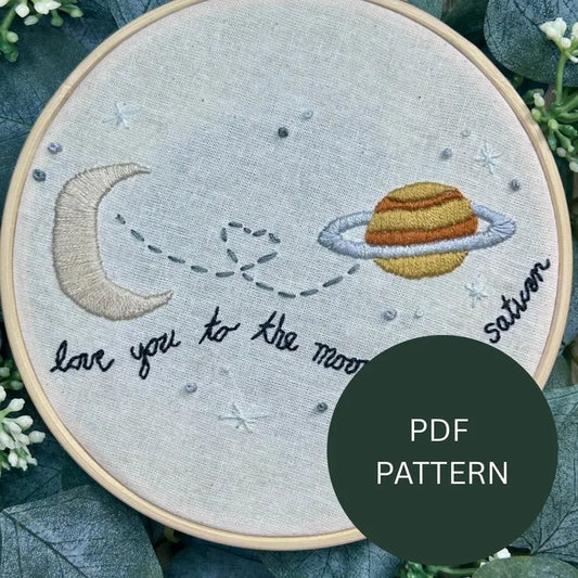 Embroidery Pattern - Moon and Saturn - Taylor Swift lyric