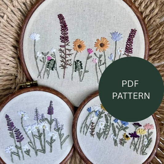 Embroidery Pattern Bundle - Wildflowers - 3 Patterns