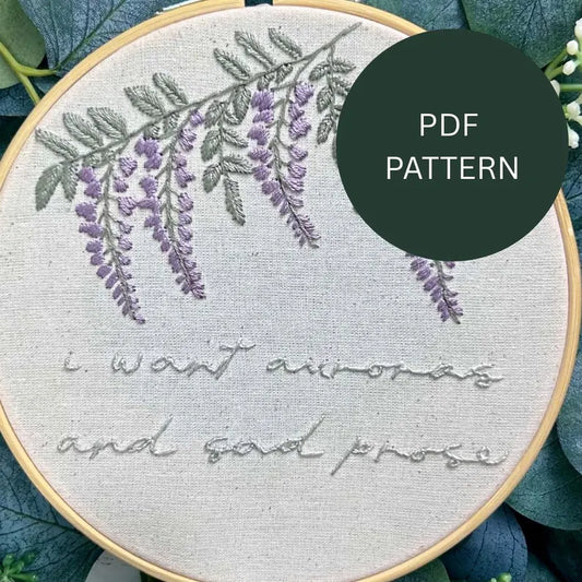 Embroidery Pattern - Wisteria/The Lakes - Taylor Swift lyric