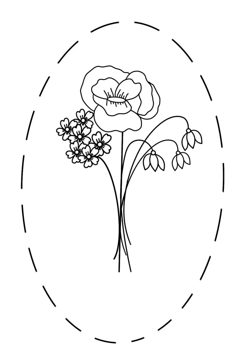 custom birth flower bouquet embroidery pattern for 3 months