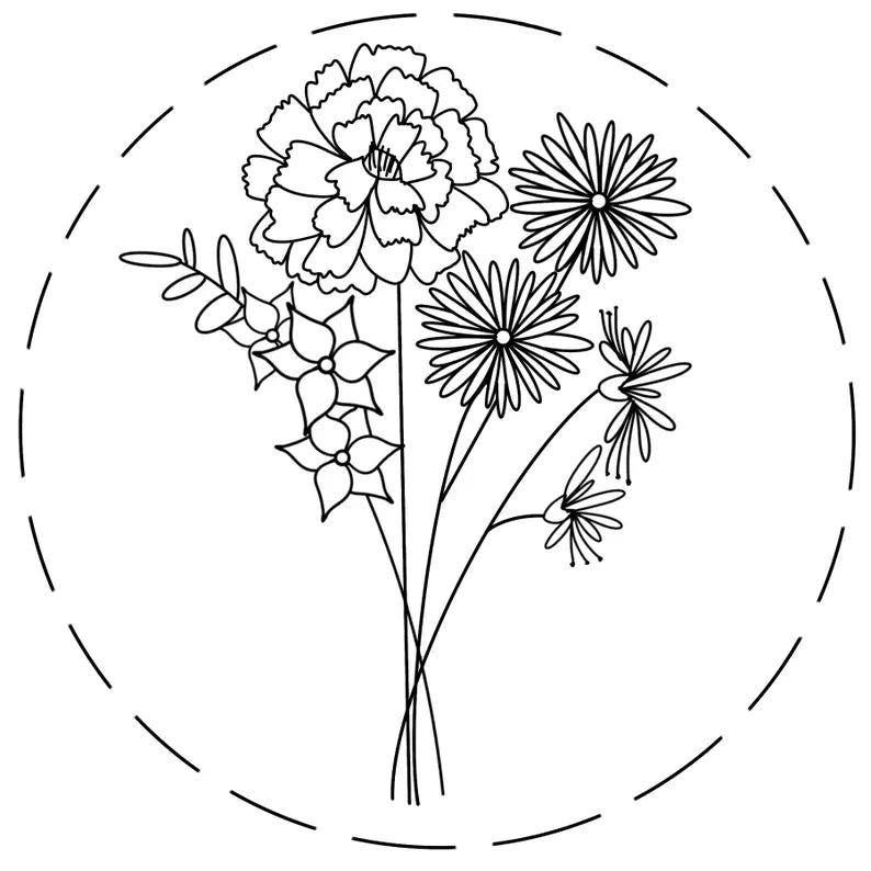 custom birth flower bouquet embroidery pattern