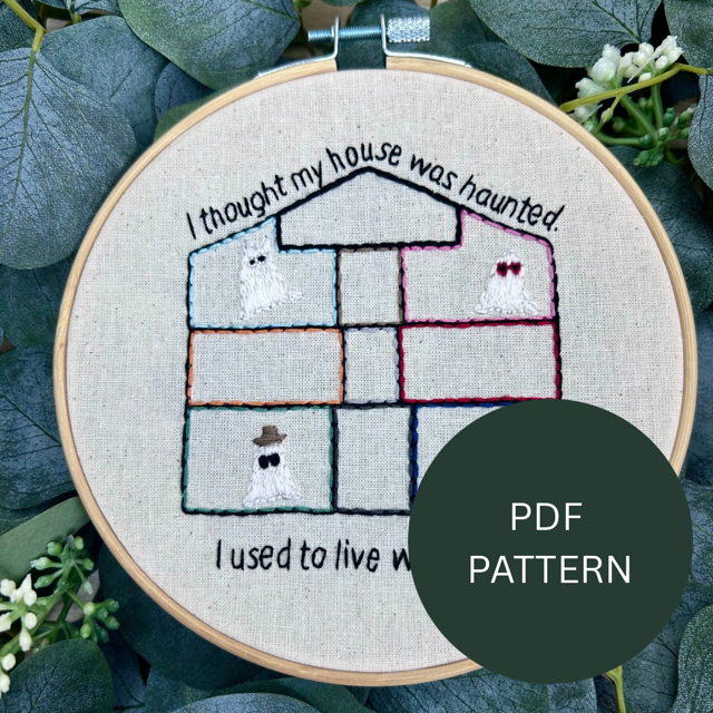 Haunted house embroidery PDF Pattern