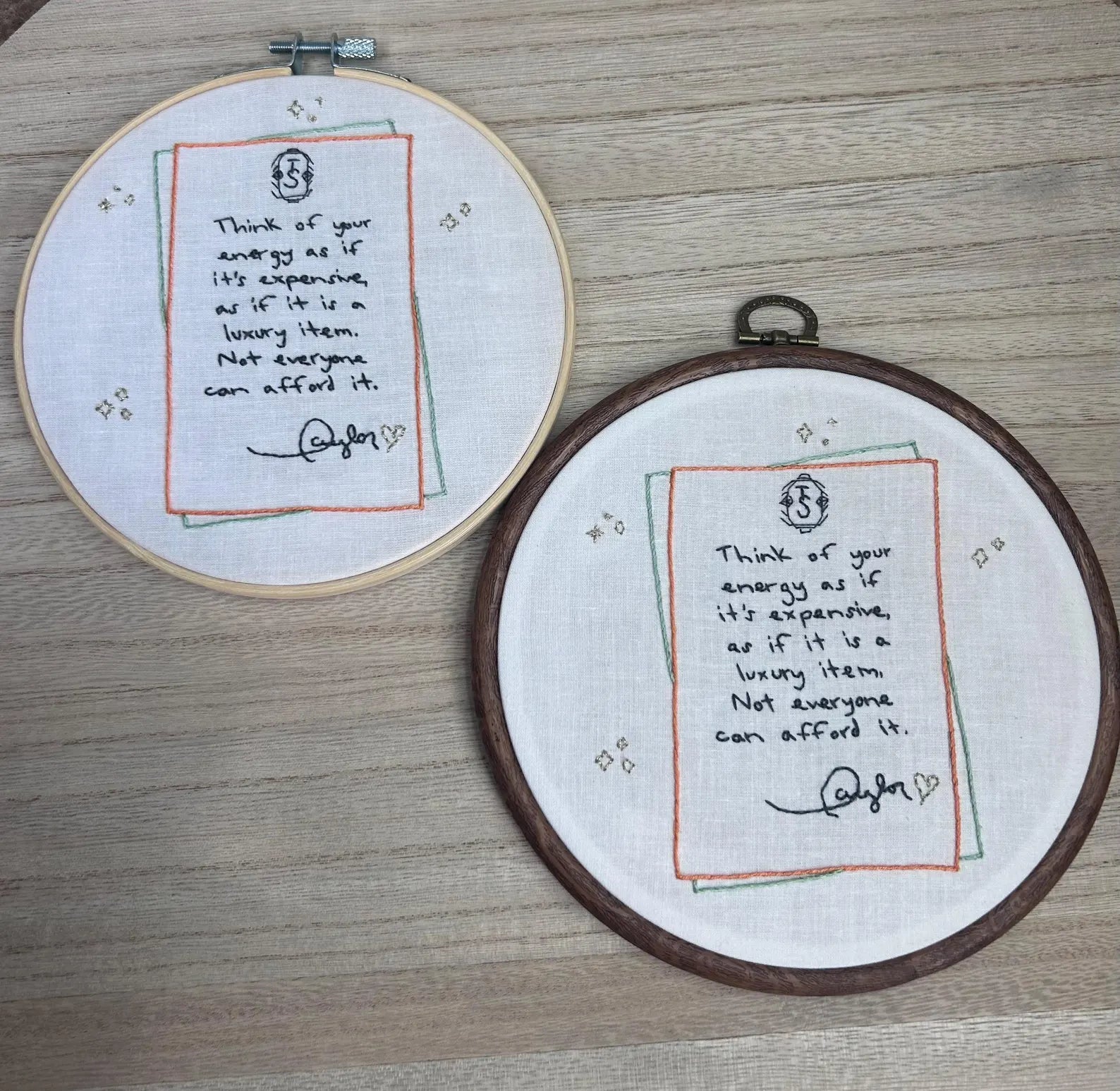 Showgirl Quote by Taylor Swift embroidered hoop wood and ornamental