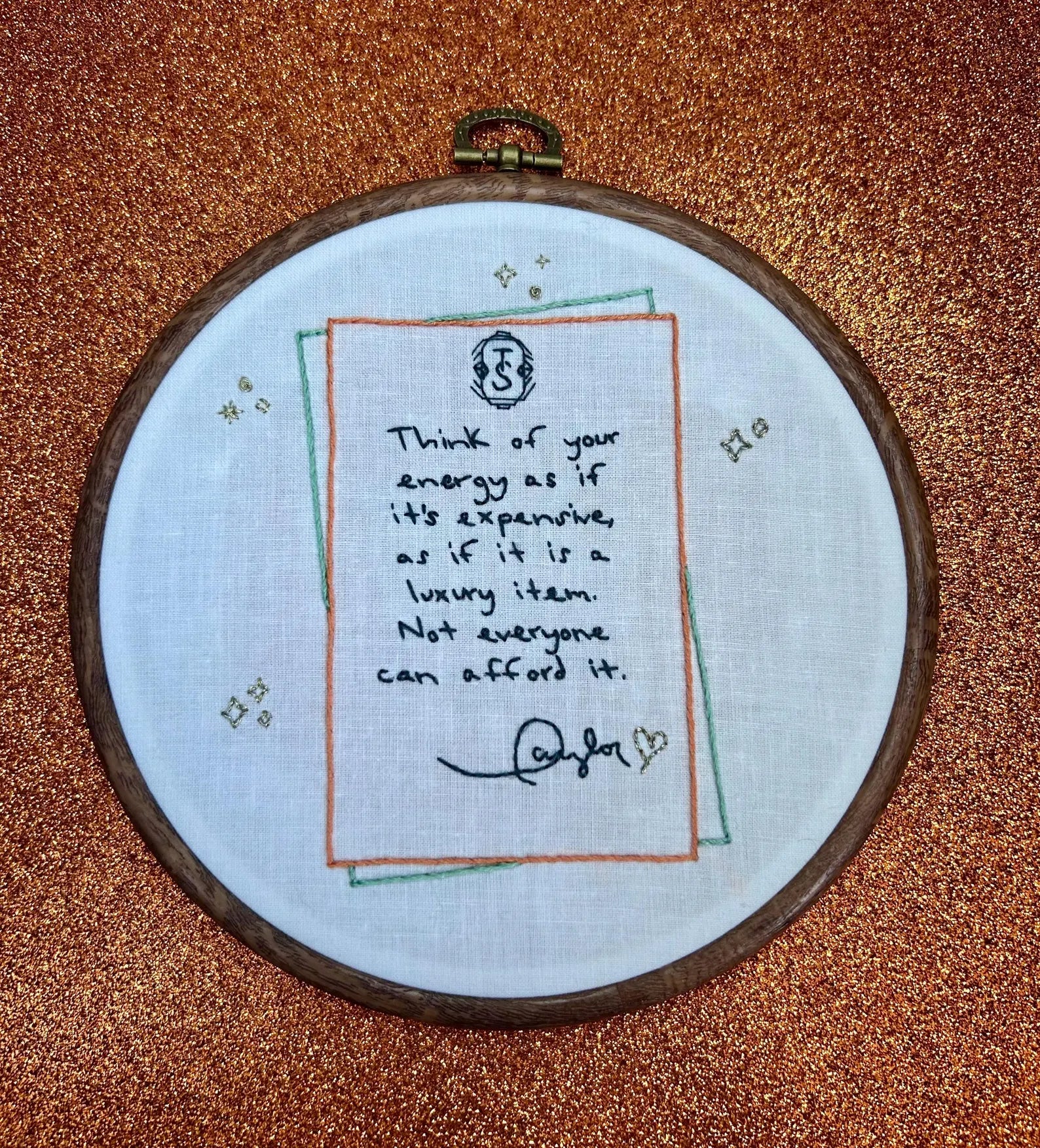 Showgirl Quote by Taylor Swift embroidered ornamental hoop